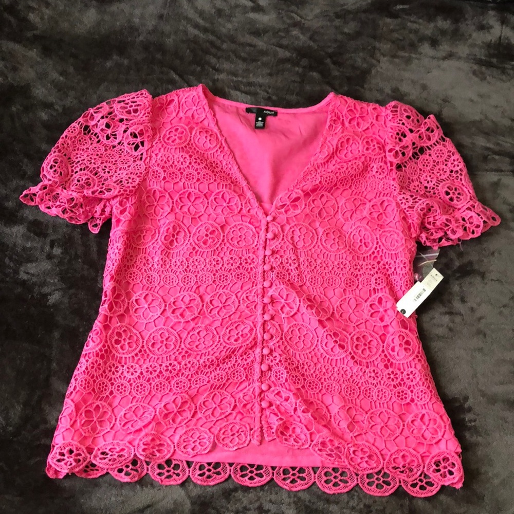 NWT Aqua lace fuchsia blouse